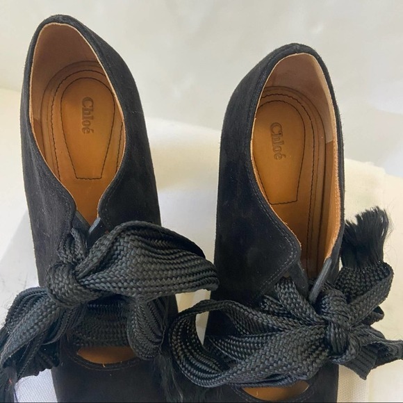 Chloe Short Ankle Bootie Harper Black Suede Size 36 - Picture 5 of 14